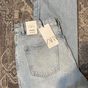Zara high rise ankle straight jeans